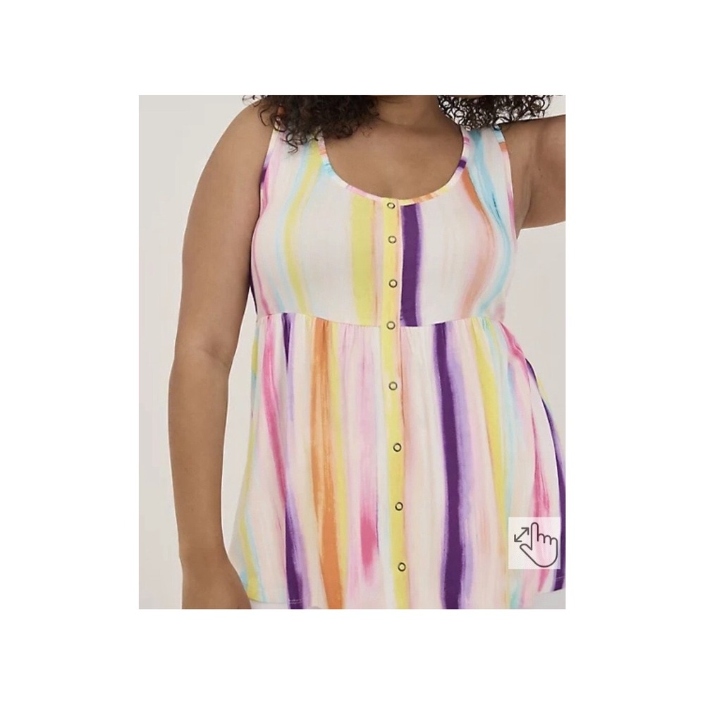 Torrid Super Soft Rainbow Stripe Babydoll Tank Button Front Tank Size 3X